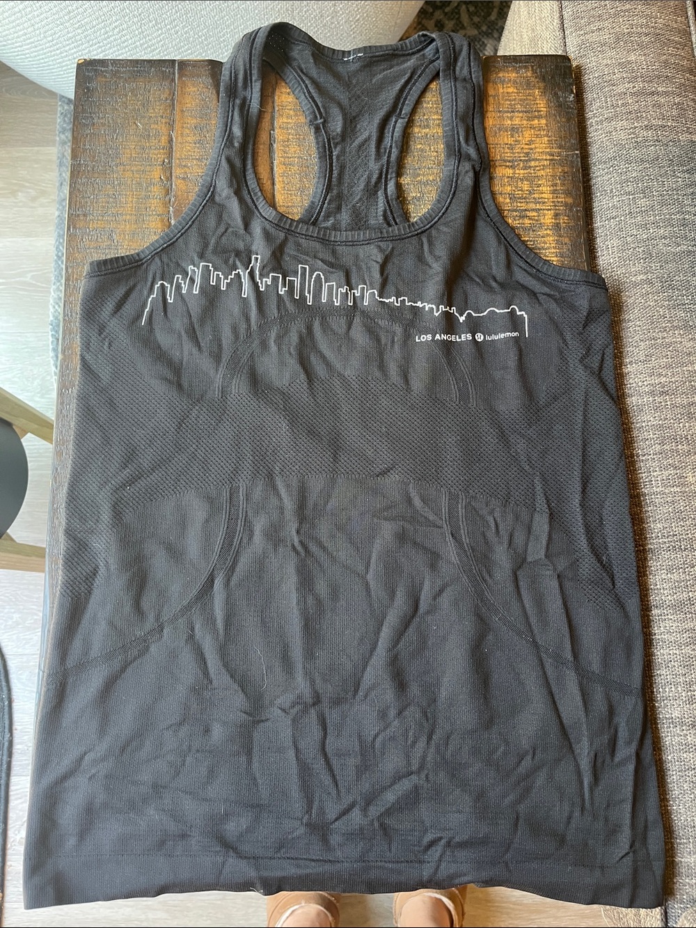 Lululemon Black Racerback Tank with Los Angeles Skyline